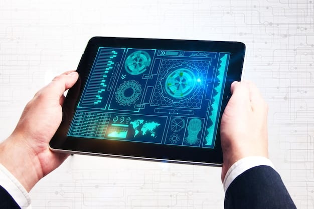 A doctor using a handheld device to analyze a patient's sample, with a holographic display showing detailed molecular information, illustrating the potential of synthetic biology in personalized medicine.