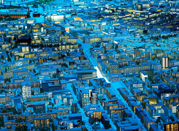 A graphic visualization of data streams flowing across a city map, highlighting real-time analytics and connectivity between different urban systems.