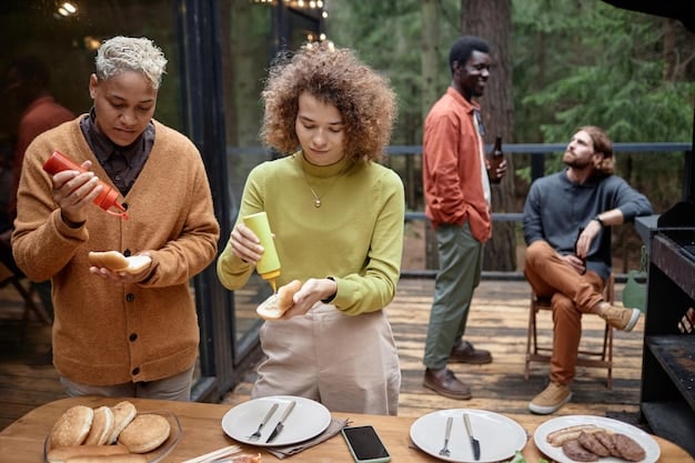 A group of diverse people sampling cultured meat products at a food tasting event, showcasing the potential for widespread consumer acceptance. The image should convey a sense of normalcy and positive engagement.