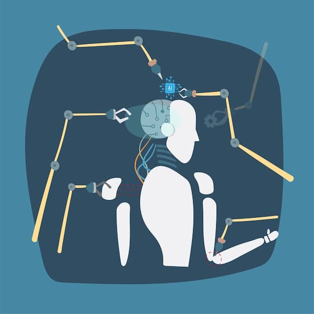 A graphic illustrating a brain-computer interface being used to help a patient with paralysis regain movement in their arm, showing the neural signals bypassing the damaged spinal cord.