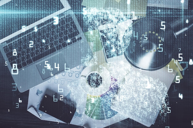 A visual representation of automated security processes, showing data flowing through various security tools and systems. AI algorithms are depicted analyzing data and identifying threats.