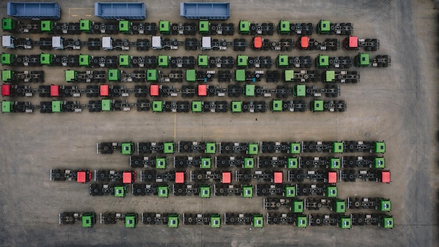 An overhead view of a warehouse control system (WCS) dashboard. The dashboard displays real-time data about inventory levels, order processing, and robot performance. The data is presented in a clear and concise format, with graphs and charts highlighting key metrics.