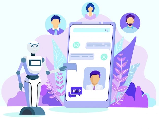 A visual representation of an AI-powered chatbot interacting with a customer on a mobile device, showcasing the personalized and efficient customer service experience.