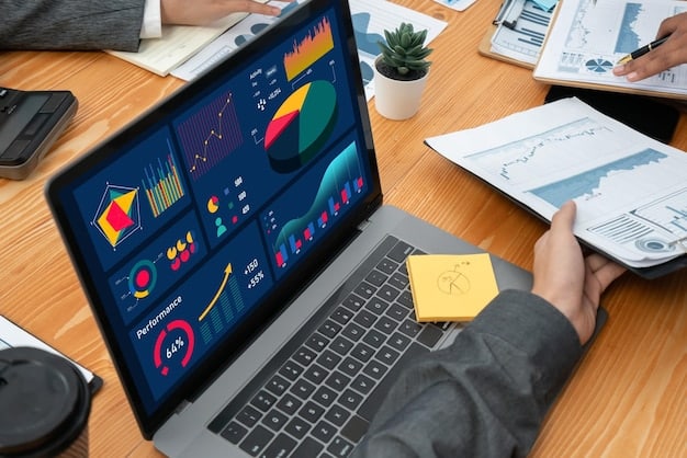 A dashboard showing various marketing KPIs, such as click-through rates, conversion rates, and ROAS, displayed through charts and graphs, illustrating the importance of monitoring and measuring marketing performance.