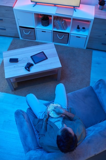 A frustrated user surrounded by multiple smart home devices (various brands of lights, thermostats, security cameras) with tangled wires and different logos. Each device has a red 