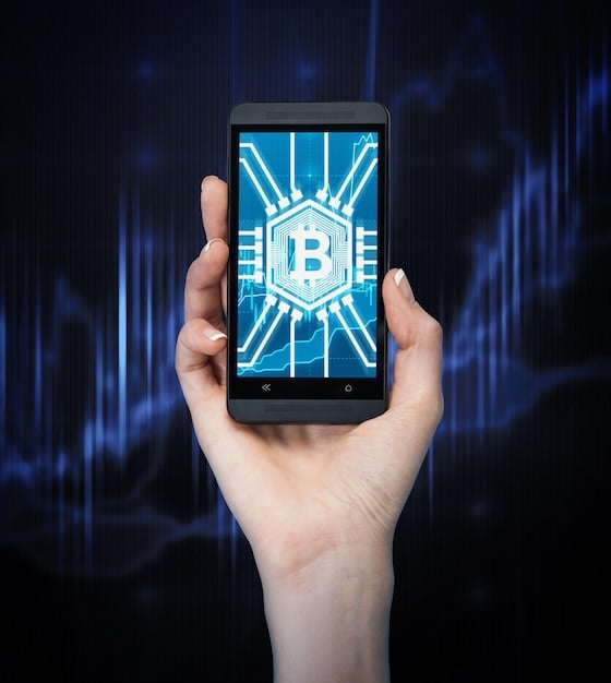 A smartphone screen showcasing a decentralized news app powered by blockchain, illustrating the use of altcoins for payment, content access, and community governance.