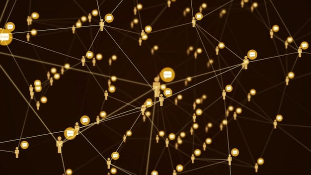 A digital representation of a network of interconnected nodes, highlighting the concepts of community, collaboration, and decentralized communication.