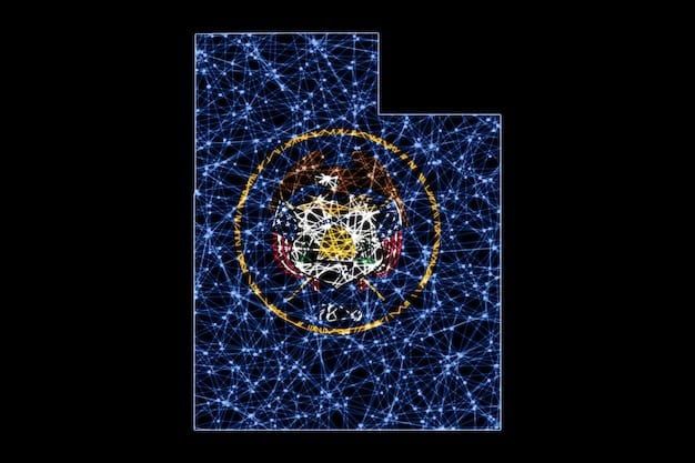 A detailed close-up of a blockchain graphic with interconnected nodes, overlaid on a newspaper page, symbolizing the fusion of technology and journalism.
