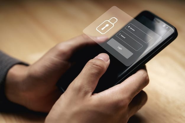 A close-up of a smartphone showing an encrypted chat interface with lock icons, symbolizing secure communication.