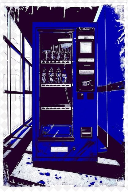 Digital artwork depicting a stylized newspaper vending machine dispensing NFT-based news articles, showcasing the intersection of traditional media with Web3 technology.