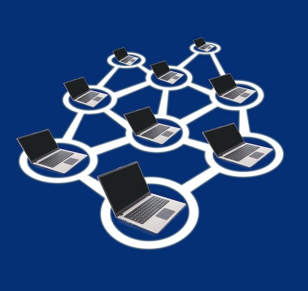 A graphic illustrating a decentralized network of computers, each represented by a small icon of a news article or a journalist. The lines connecting the computers are stylized as cryptocurrency tokens flowing between them, symbolizing tokenized incentives and distributed news creation.