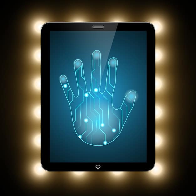 A conceptual image showing a digital fingerprint superimposed on a news article. The fingerprint glows with a green light, symbolizing the secure and verifiable nature of the news content due to tokenized identity technology.