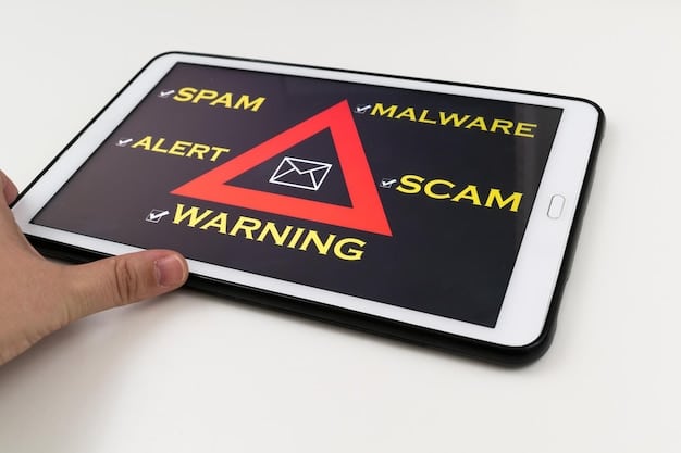 A close-up shot of a smart home device's screen displaying a warning message about a potential security threat. The image should convey a sense of urgency and caution.