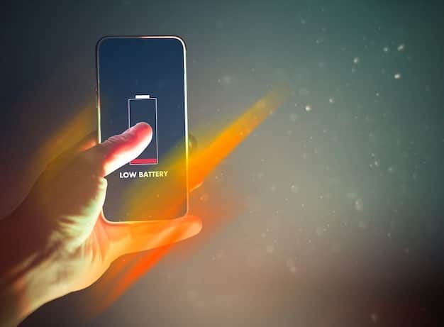A smartphone screen displaying a system update notification, with details about improved battery performance and bug fixes. The user is prompted to start the update process.