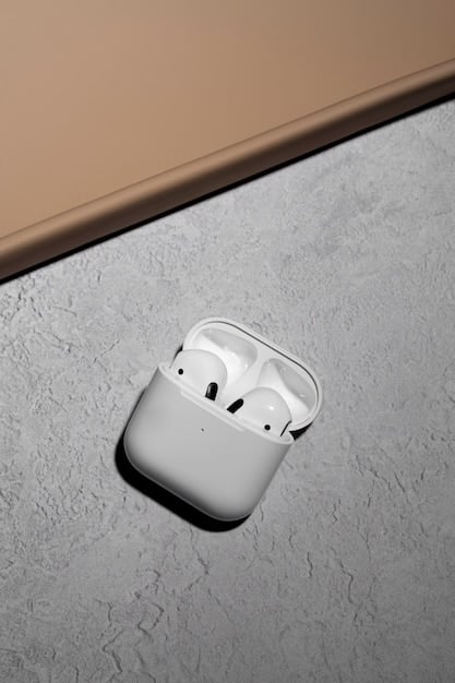 A close-up photo of a pair of Apple AirPods Pro in its charging case. The focus is on the sleek design and advanced technology of the earbuds.
