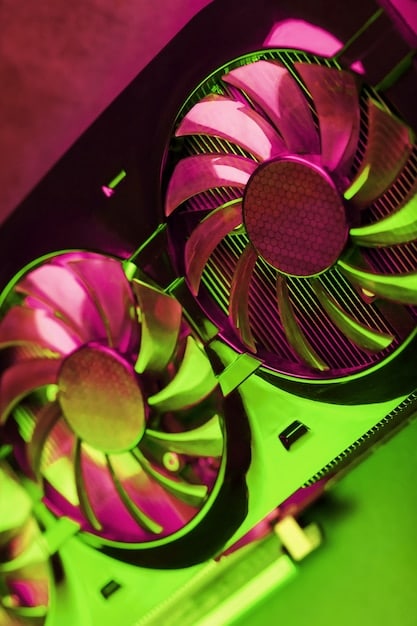 A close-up shot of the cooling system inside a high-end gaming laptop, showcasing heat pipes, fans, and other thermal management components.