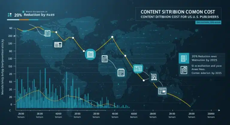 Financial chart showing a 20% reduction in content distribution costs for U.S. publishers due to decentralized news by 2025.