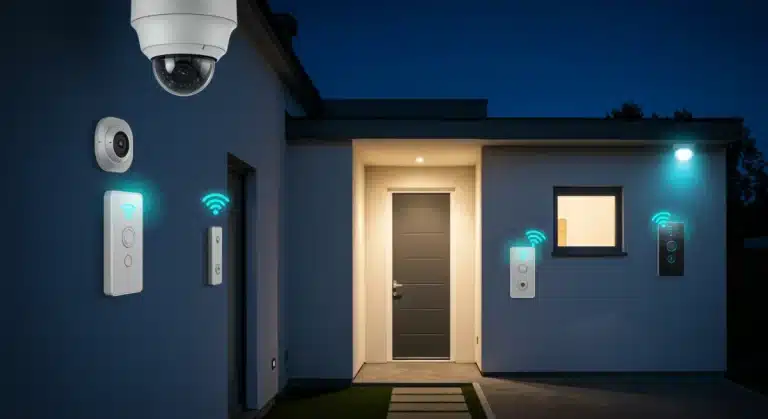 Advanced smart home security system with integrated cameras and smart locks for enhanced protection.
