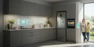 Smart kitchen appliances in 2025, showing integrated technology and energy savings