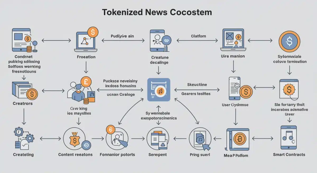 Diagram illustrating value flow in a tokenized news ecosystem