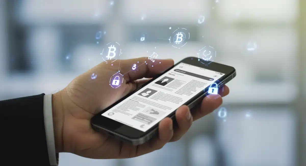 Digital content on a smartphone secured by blockchain technology
