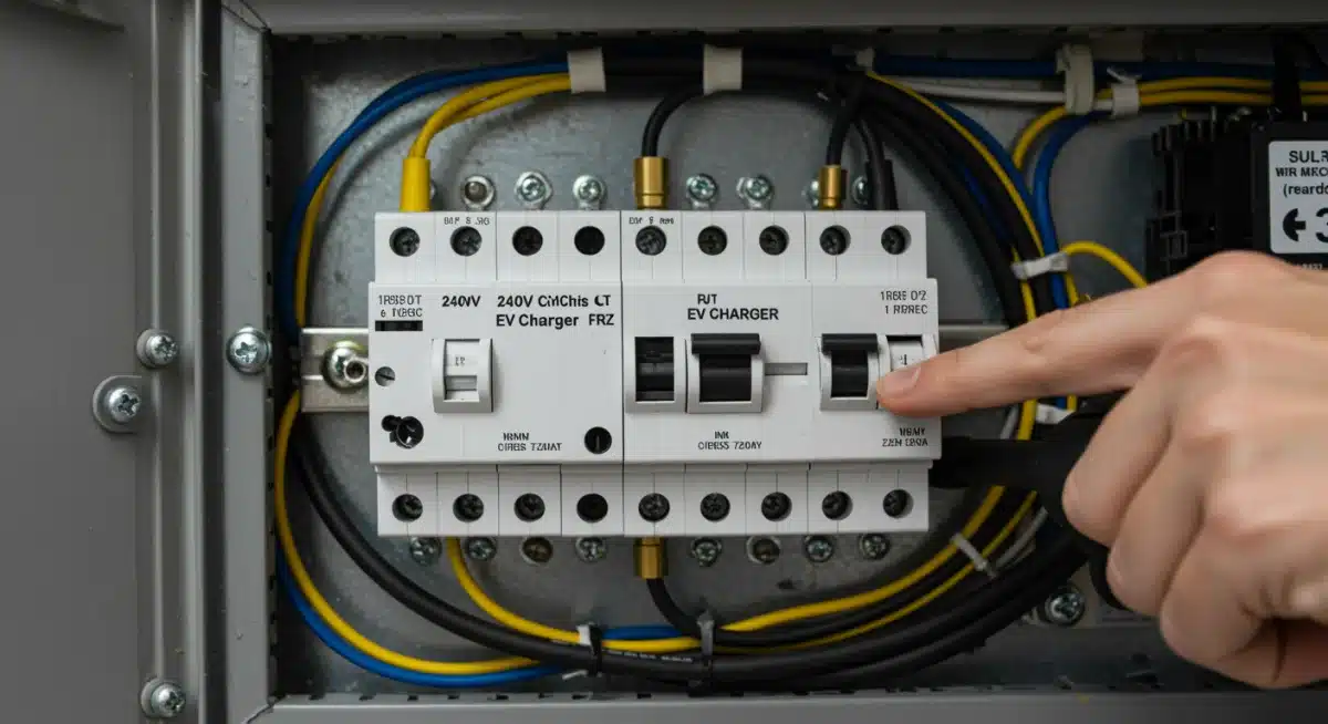Residential electrical panel with a dedicated 240V circuit for EV charger installation