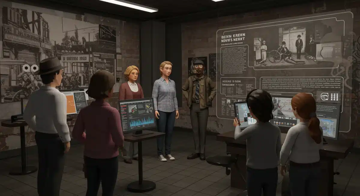 Avatars collaboratively exploring a historical news event in the metaverse