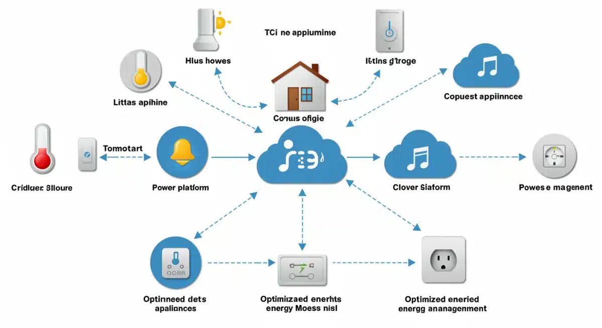 Diagram of interconnected smart home appliance network