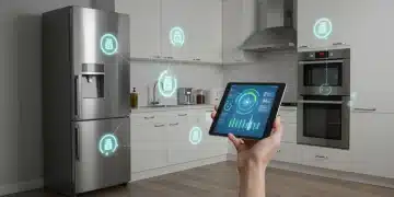 Smart kitchen with integrated appliances and energy monitoring display