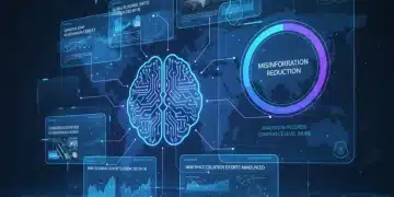 AI brain analyzing news data for misinformation reduction