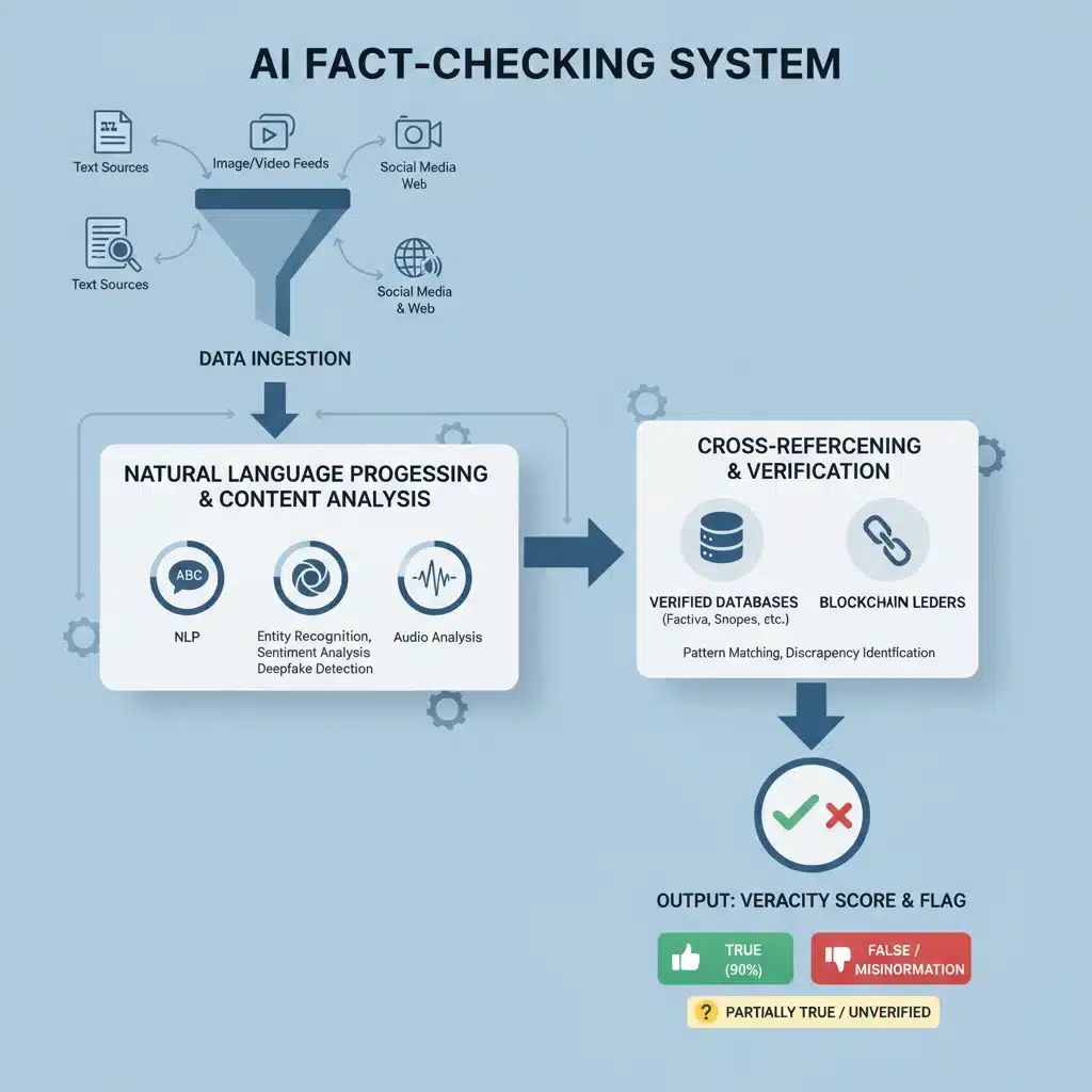 Workflow of an AI fact-checking system