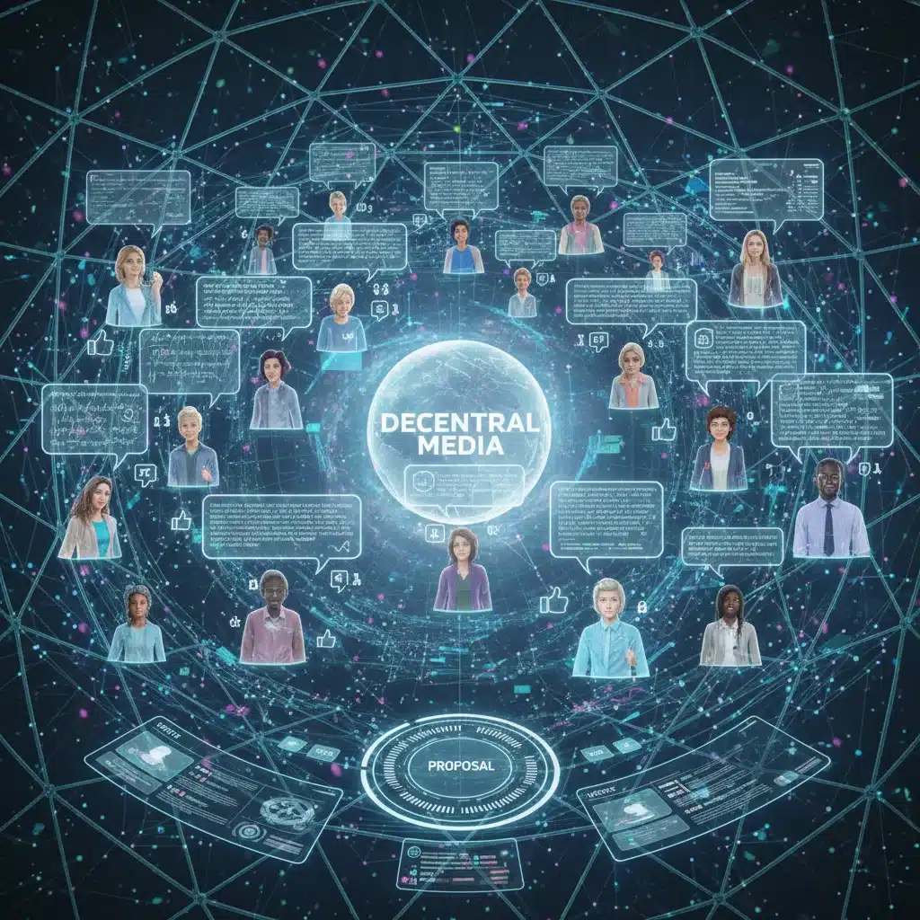 Diverse community engaging in digital forum for content governance