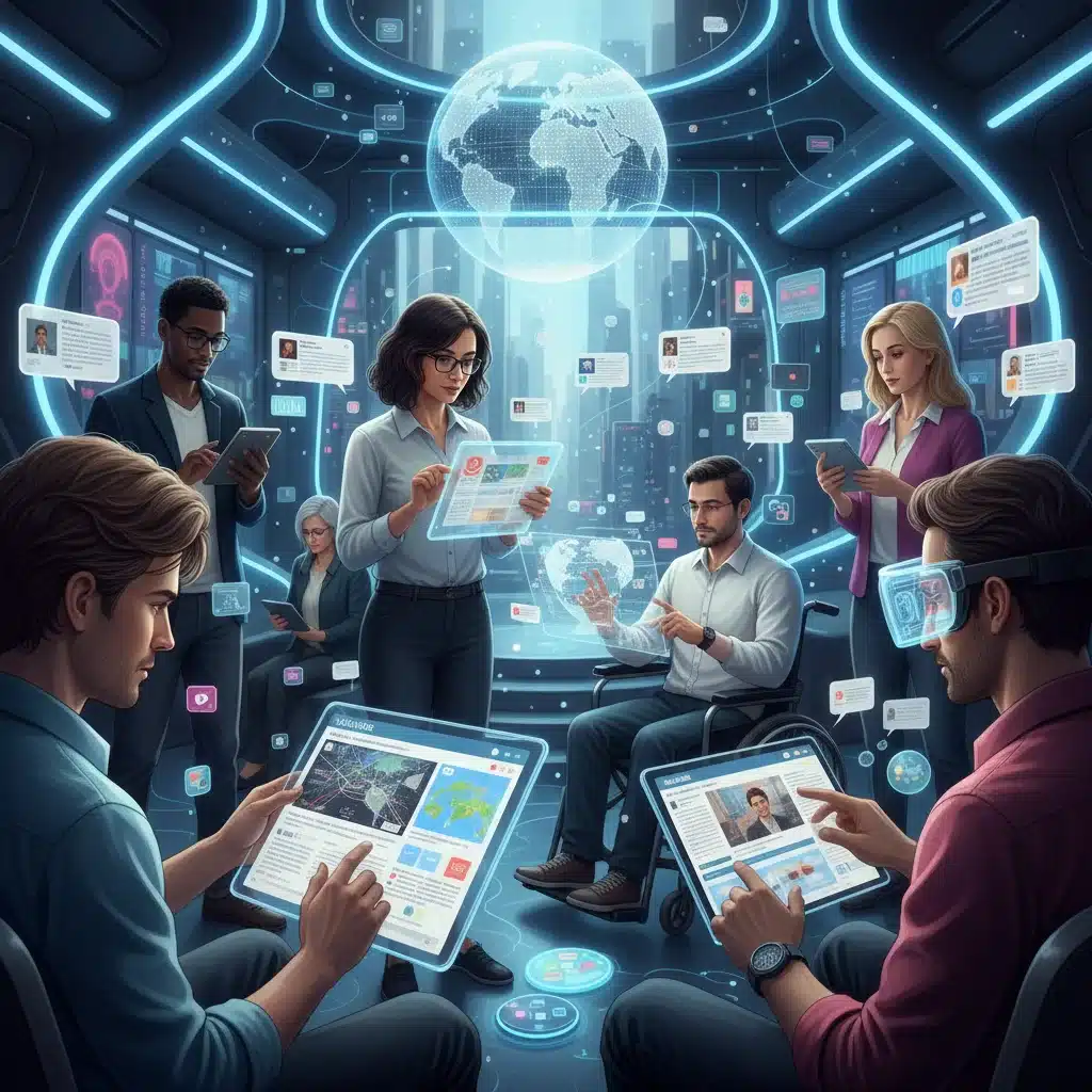 People consuming news on decentralized platforms, illustrating the reach and user engagement of web3 journalism.