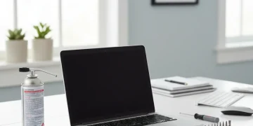 Laptop maintenance tools on desk, extending device life