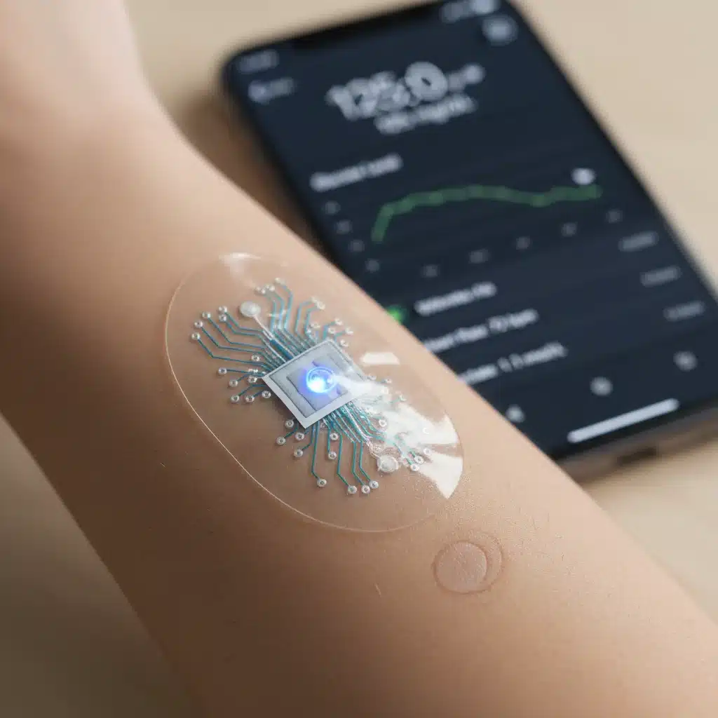 Smart patch for continuous health monitoring on human arm with smartphone data.