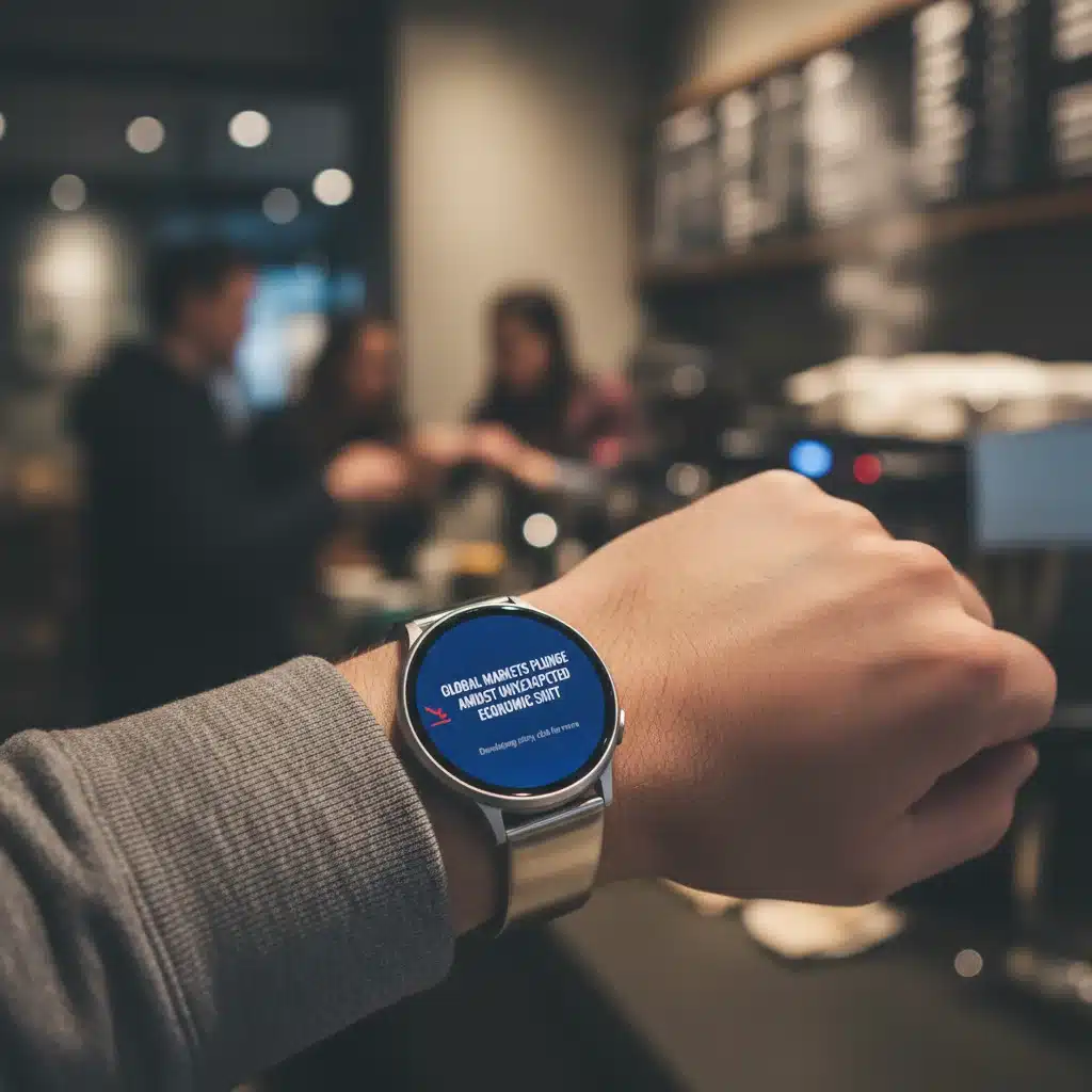 Smartwatch displaying breaking news alert on a person's wrist