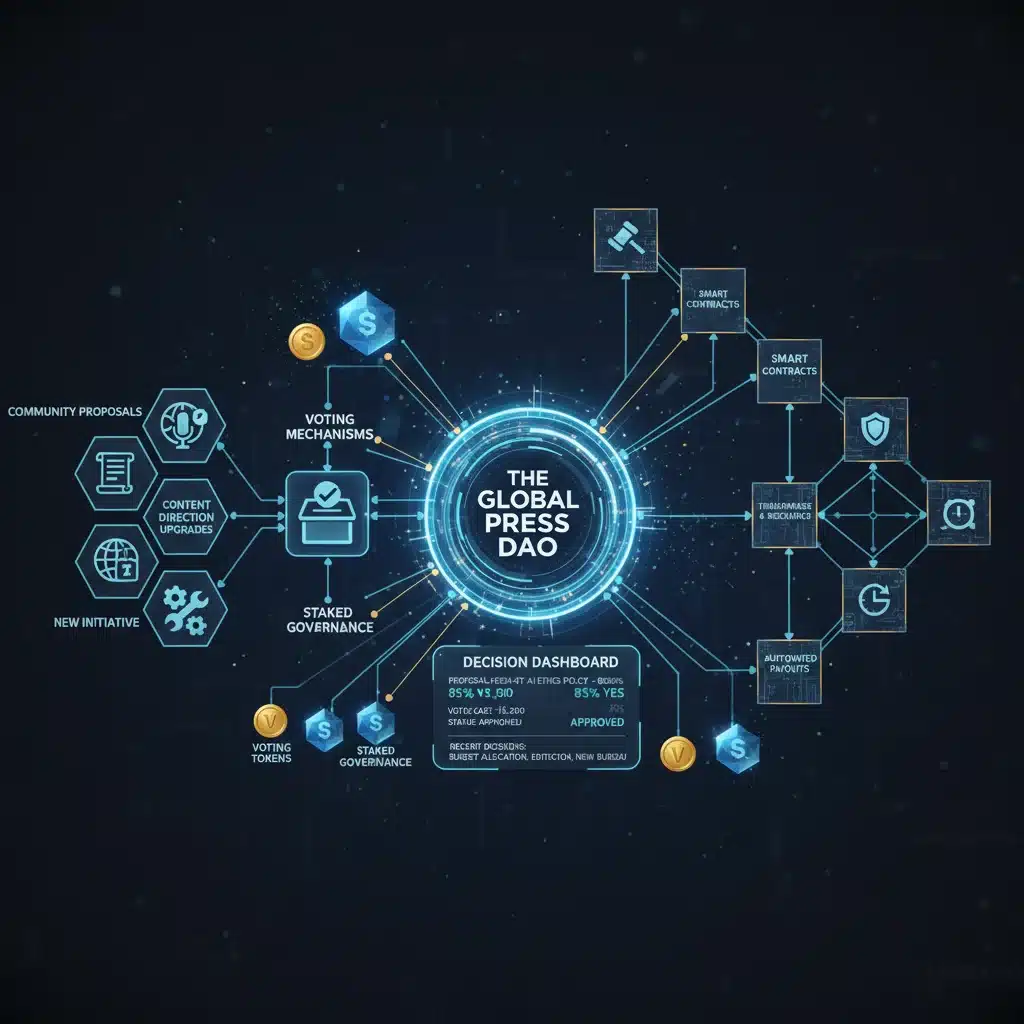 DAO governance model for decentralized news operations