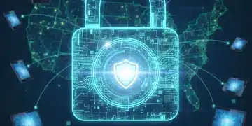 Advanced digital padlock symbolizing robust cybersecurity for data privacy in 2026 US.