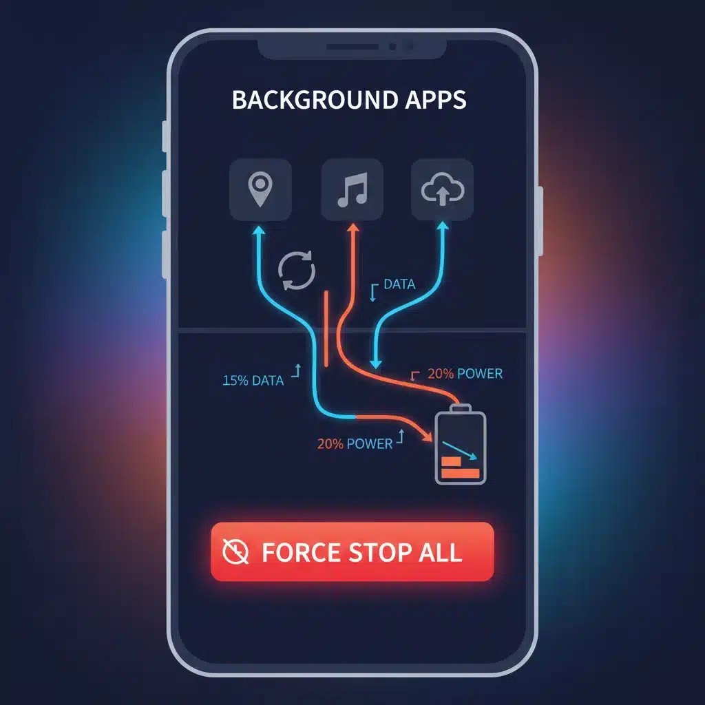 Managing background apps and force stopping resource-intensive applications