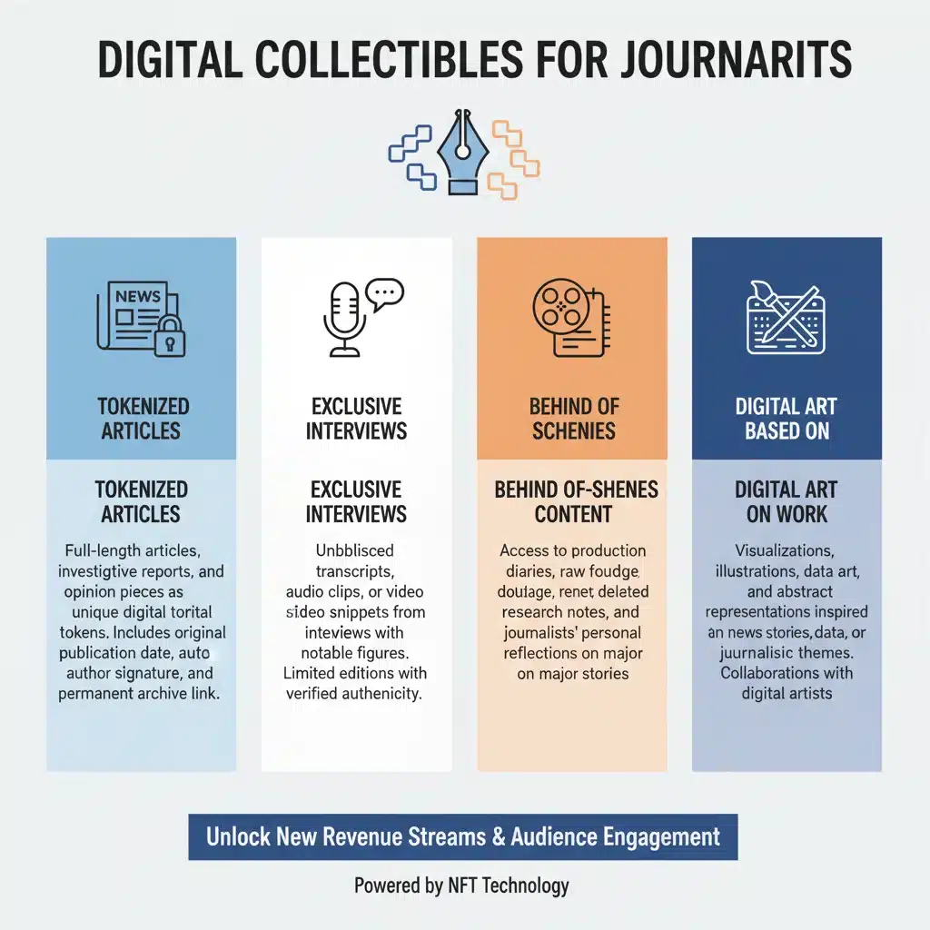 Infographic showing different types of digital collectibles for journalists