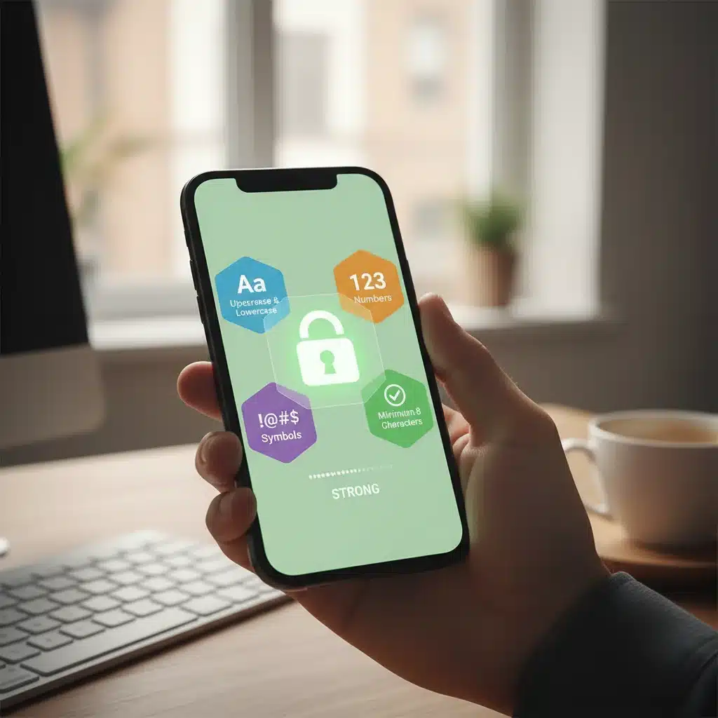 Strong password creation on a smartphone screen