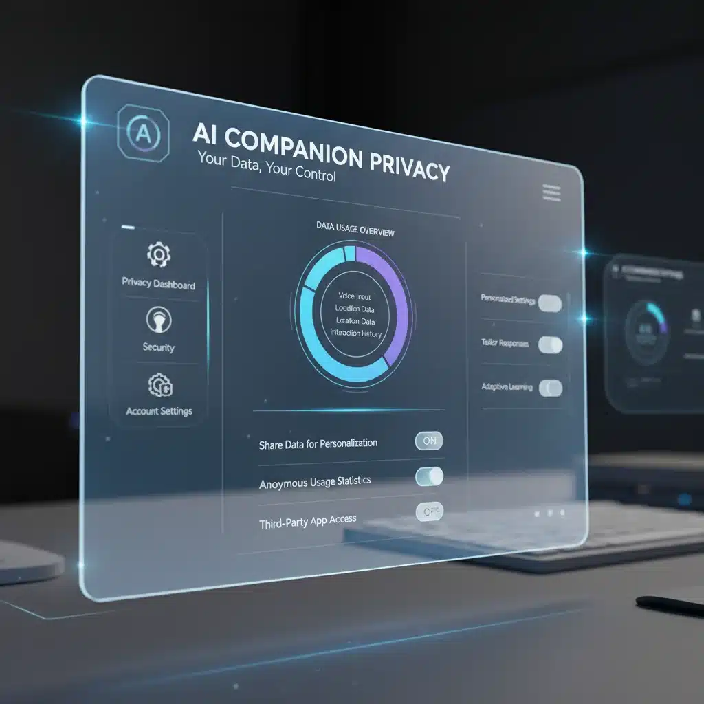 AI companion data privacy settings interface