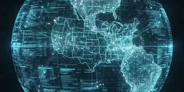 Digital network globe illustrating decentralized news flow across the United States
