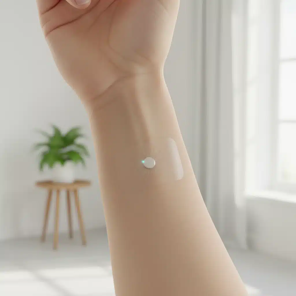Discreet smart patch on arm collecting health data in a home setting