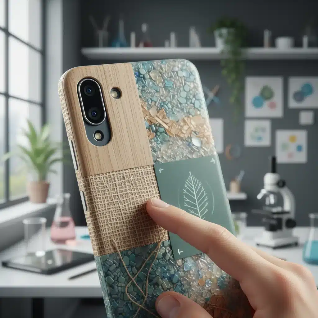 Smartphone made from recycled and bio-based materials, emphasizing eco-friendly design