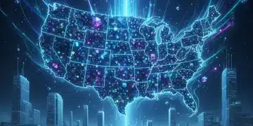 Abstract representation of quantum computing influencing various industries in the U.S.