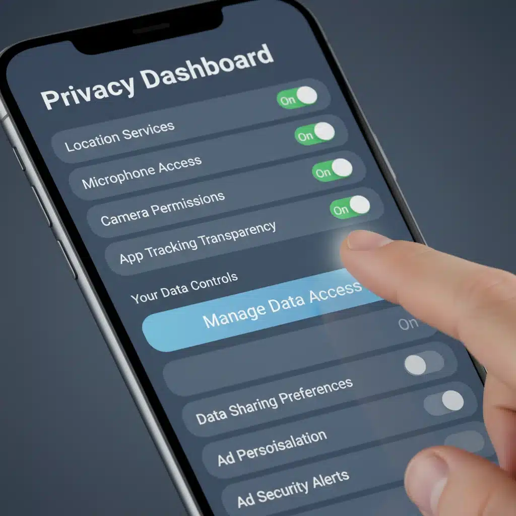 User navigating advanced privacy settings on a smartphone to manage data access.