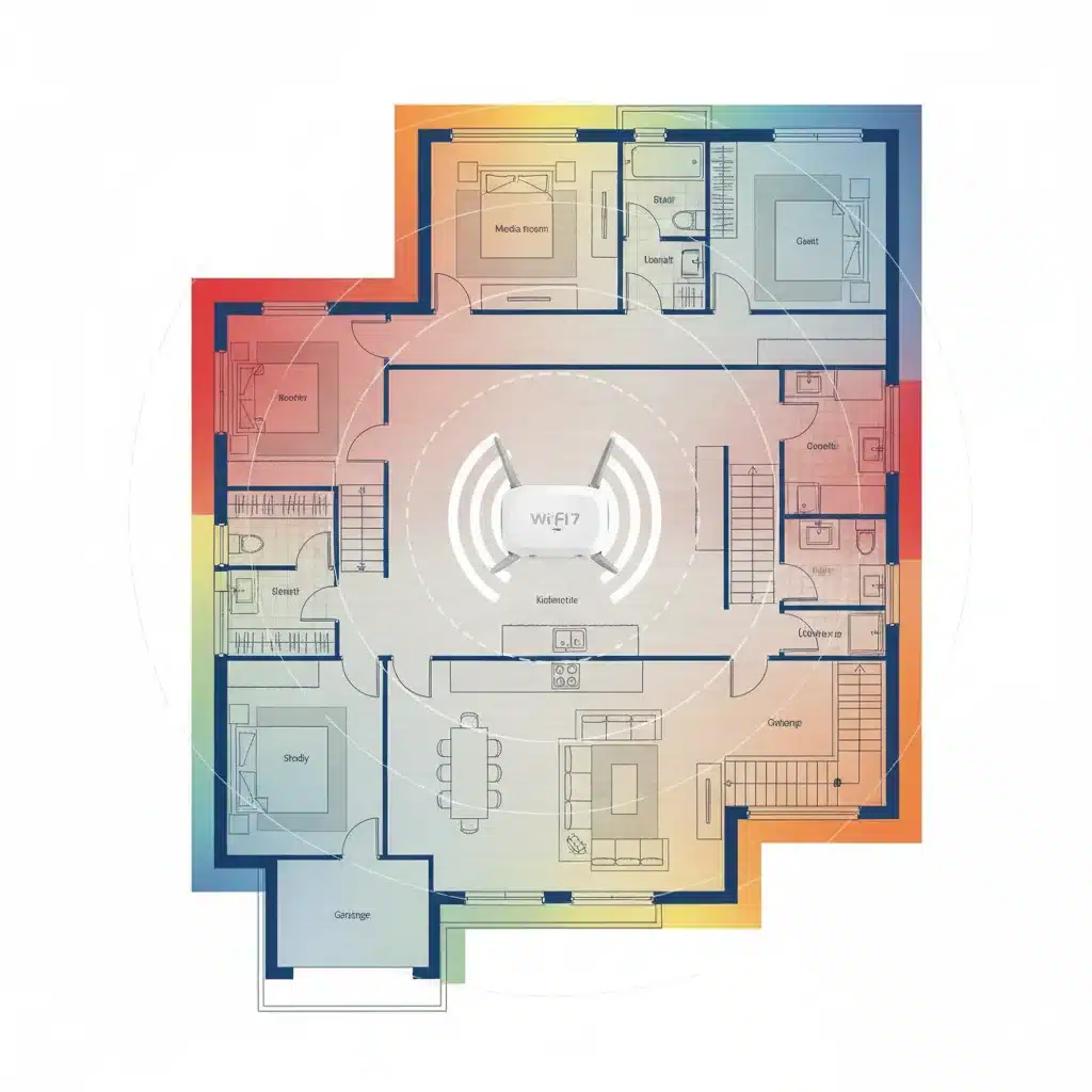Wi-Fi signal heatmap showing optimal router placement in a home.