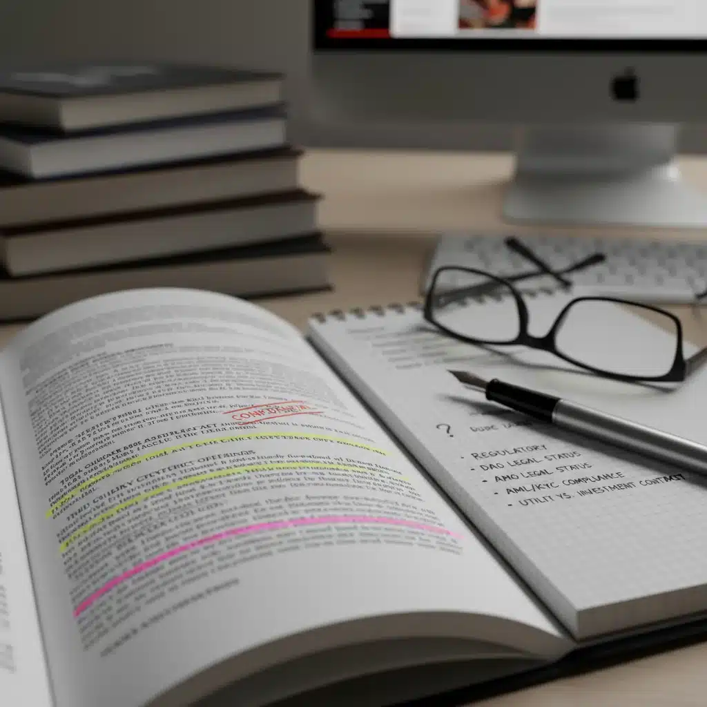 Close-up of SEC cryptocurrency regulation document with notes