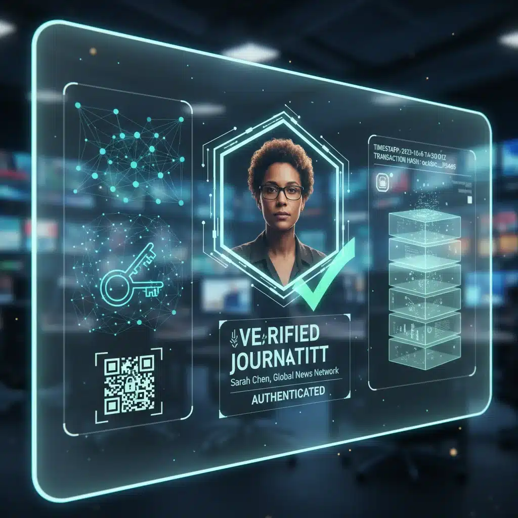 Verified digital identity for journalists using blockchain technology.